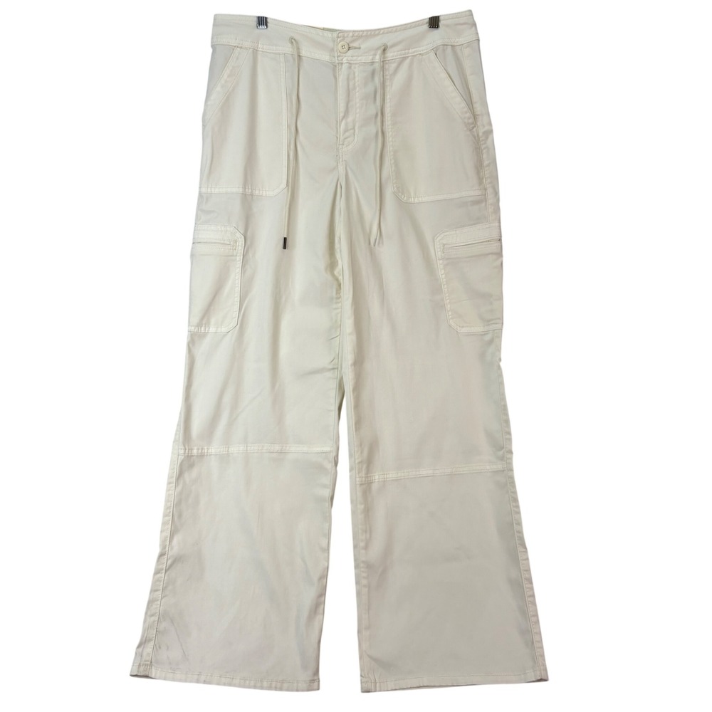 Arula High Rise Wide Leg Cream Baggy Cargo Pants Women 14 Utility Gorpcore